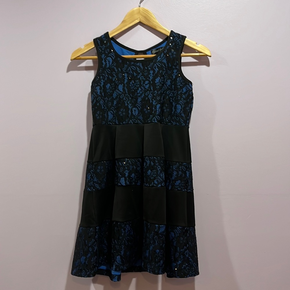 Crystal Doll blue and black sequin dress